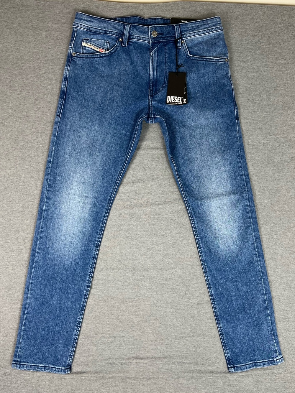 Diesel Thommer Men's Medium Blue Skinny Jeans with Faded Wash